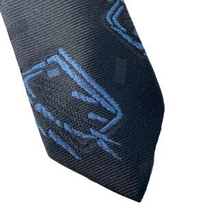 90 s Mens Dress Slim Necktie Fluid Abstract Pattern Black Blue 58 in u